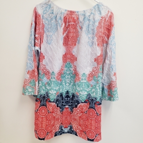 Reba Womens Red White Blue Sequin Tunic Top Size Large - Picture 2 of 5